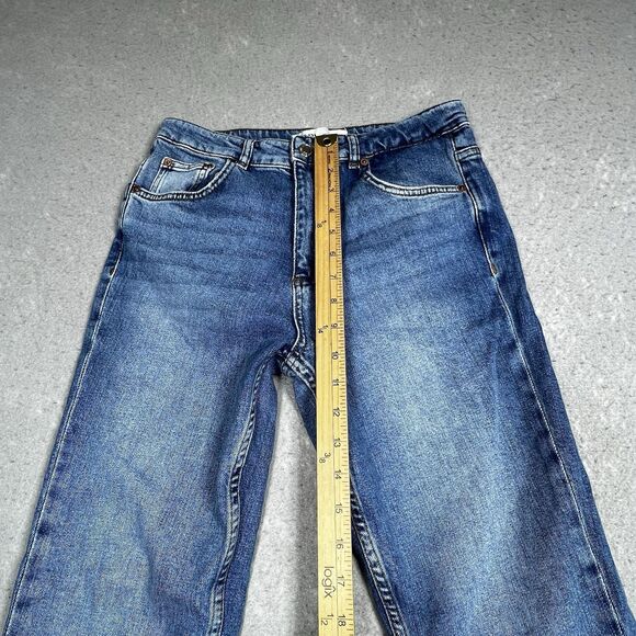 Zara Jeans Womens Size 8 Blue Skinny Leg Light Med Wash Cotton Denim With Slit - Picture 6 of 11